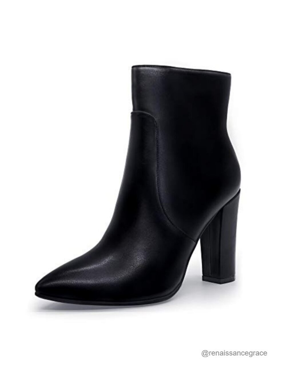 Women's Pointed Toe Ankle Boots 4 Inch High Heels Zip Waterproof